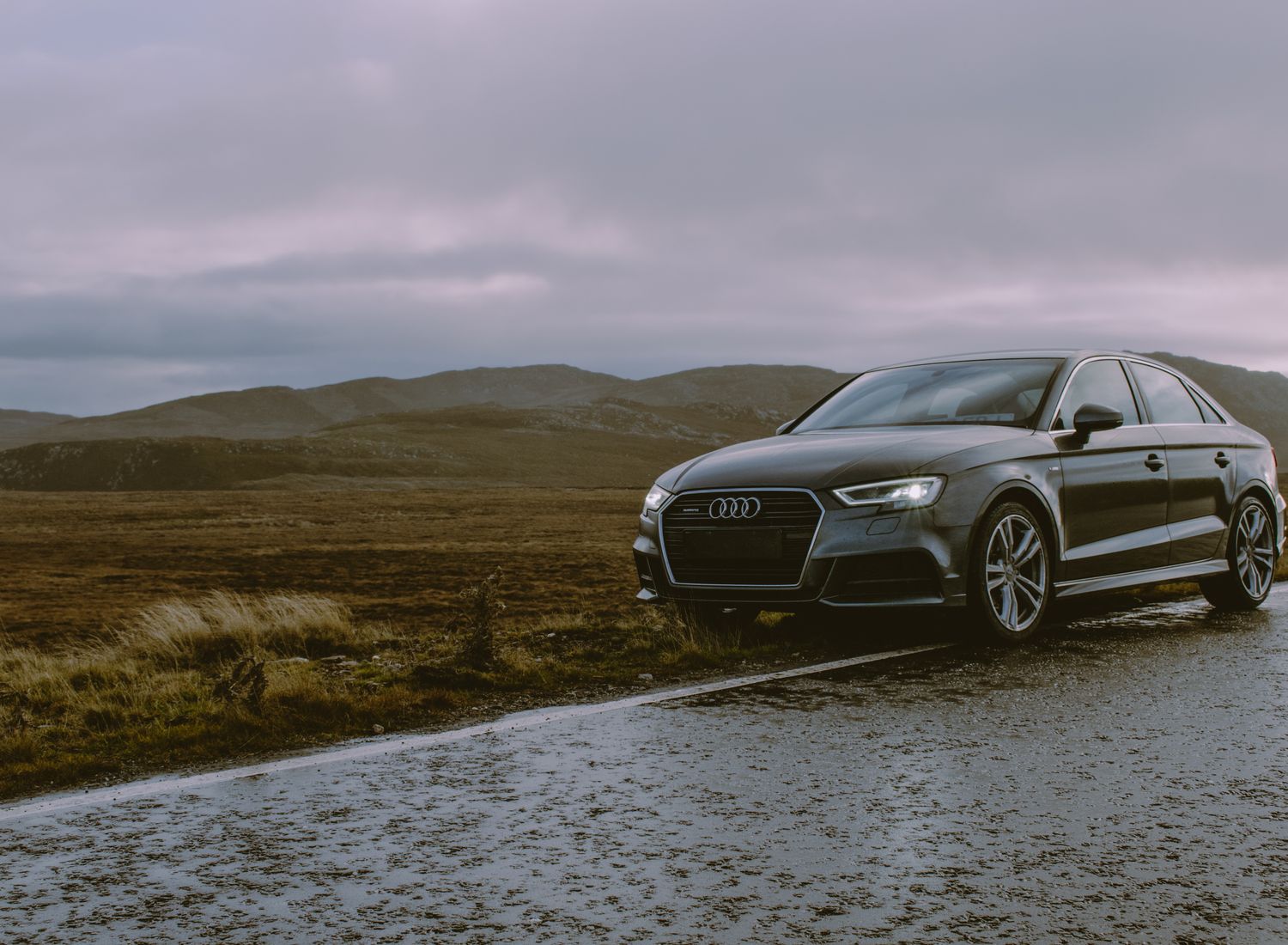 Rental car on an open road